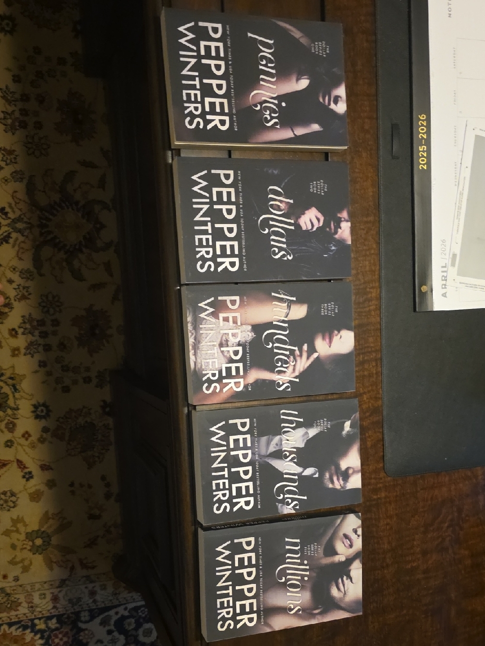 Pepper Winters Paperback Book Set in Black and Mauve
